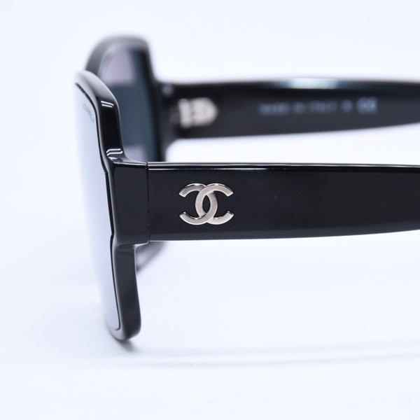 CHANEL シャネル スクエア シェイプ サングラス 5385-A c.501/6G サイズ61□17 140 ミラーレンズ ブラック ココマーク アイウェア 美品 中古 4a005347