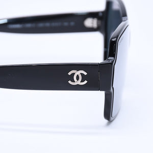 CHANEL シャネル スクエア シェイプ サングラス 5385-A c.501/6G サイズ61□17 140 ミラーレンズ ブラック ココマーク アイウェア 美品 中古 4a005347