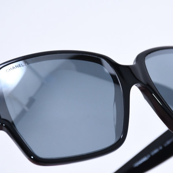 CHANEL シャネル スクエア シェイプ サングラス 5385-A c.501/6G サイズ61□17 140 ミラーレンズ ブラック ココマーク アイウェア 美品 中古 4a005347