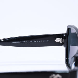 CHANEL シャネル スクエア シェイプ サングラス 5385-A c.501/6G サイズ61□17 140 ミラーレンズ ブラック ココマーク アイウェア 美品 中古 4a005347