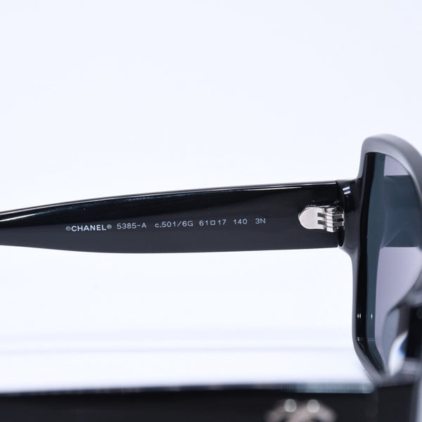 CHANEL シャネル スクエア シェイプ サングラス 5385-A c.501/6G サイズ61□17 140 ミラーレンズ ブラック ココマーク アイウェア 美品 中古 4a005347
