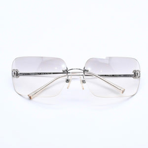 CHANEL シャネル リムレス サングラス 4017-D c.159/61 サイズ62□17 120 ココマーク ラインストーン グレー アイウェア シルバー金具 美品 中古 4a005349