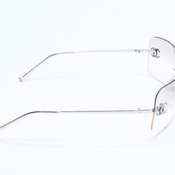 CHANEL シャネル リムレス サングラス 4017-D c.159/61 サイズ62□17 120 ココマーク ラインストーン グレー アイウェア シルバー金具 美品 中古 4a005349