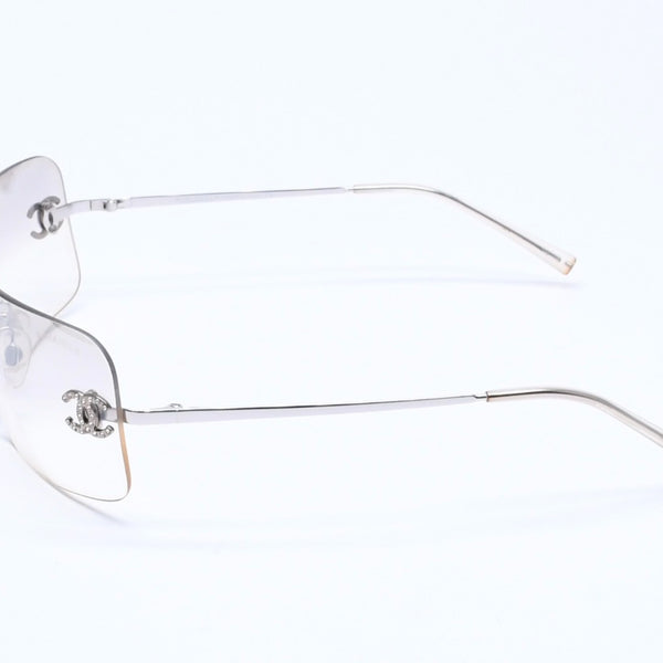 CHANEL シャネル リムレス サングラス 4017-D c.159/61 サイズ62□17 120 ココマーク ラインストーン グレー アイウェア シルバー金具 美品 中古 4a005349
