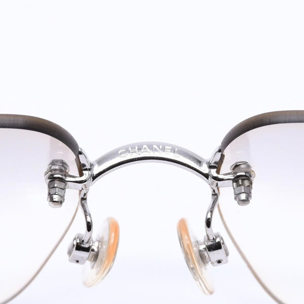 CHANEL シャネル リムレス サングラス 4017-D c.159/61 サイズ62□17 120 ココマーク ラインストーン グレー アイウェア シルバー金具 美品 中古 4a005349