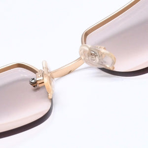 CHANEL Rimless Sunglasses 4092-B c.102/8Z Size 62□15 120 Brown Rhinestone Coco Mark Gold Hardware Good Condition Used 4a005340