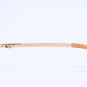 CHANEL Rimless Sunglasses 4092-B c.102/8Z Size 62□15 120 Brown Rhinestone Coco Mark Gold Hardware Good Condition Used 4a005340