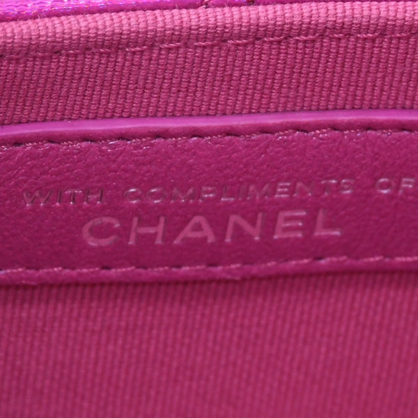 新品未使用 CHANEL シャネル マトラッセ パテント ミニポーチ M12484 ネオンピンク ココマーク ランダム番台 小物入れ シルバー金具 中古 4a005261