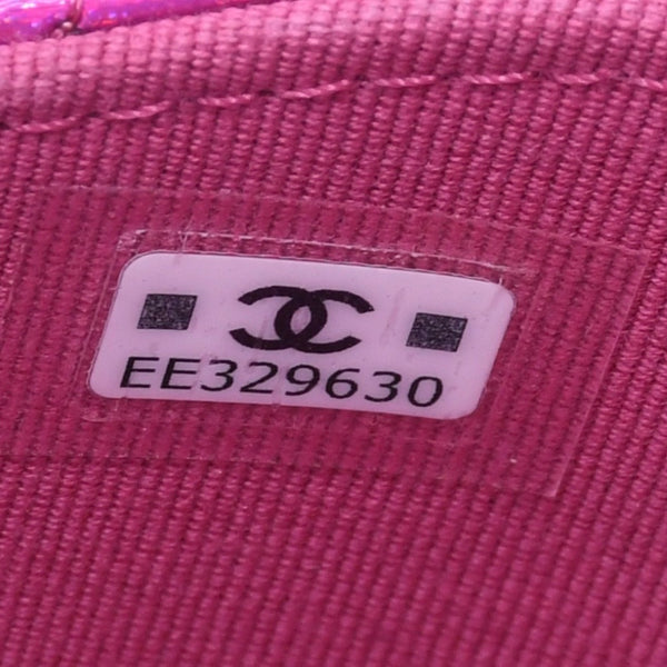 新品未使用 CHANEL シャネル マトラッセ パテント ミニポーチ M12484 ネオンピンク ココマーク ランダム番台 小物入れ シルバー金具 中古 4a005261