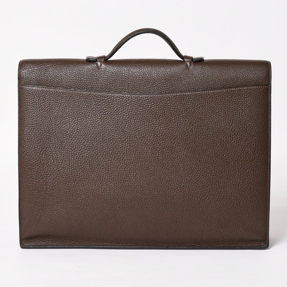 HERMES エルメス サック ア デペッシュ41 トリプル レザール ビジネスバッグ □R刻印 トゴ ショコラ 2014年製 シルバー金具 良品 中古 4a005050