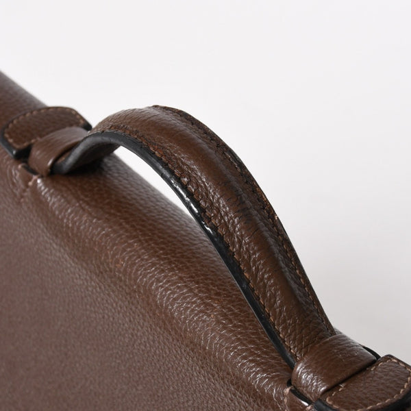 HERMES エルメス サック ア デペッシュ41 トリプル レザール ビジネスバッグ □R刻印 トゴ ショコラ 2014年製 シルバー金具 良品 中古 4a005050