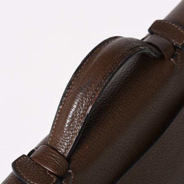 HERMES エルメス サック ア デペッシュ41 トリプル レザール ビジネスバッグ □R刻印 トゴ ショコラ 2014年製 シルバー金具 良品 中古 4a005050