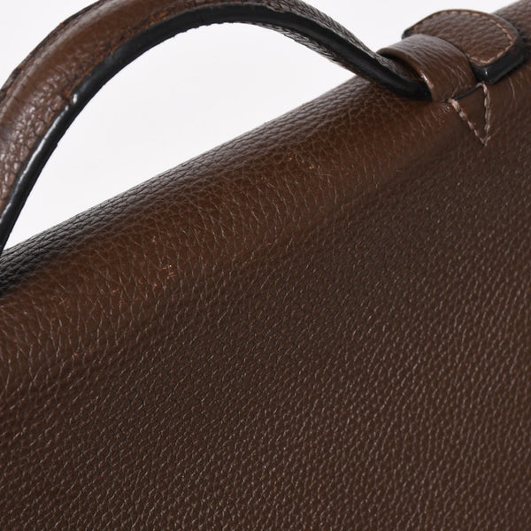 HERMES エルメス サック ア デペッシュ41 トリプル レザール ビジネスバッグ □R刻印 トゴ ショコラ 2014年製 シルバー金具 良品 中古 4a005050