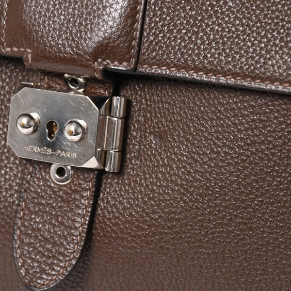 HERMES エルメス サック ア デペッシュ41 トリプル レザール ビジネスバッグ □R刻印 トゴ ショコラ 2014年製 シルバー金具 良品 中古 4a005050