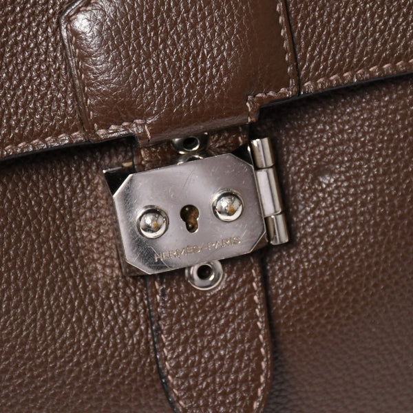 HERMES エルメス サック ア デペッシュ41 トリプル レザール ビジネスバッグ □R刻印 トゴ ショコラ 2014年製 シルバー金具 良品 中古 4a005050