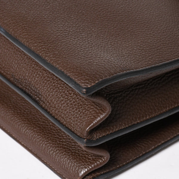 HERMES エルメス サック ア デペッシュ41 トリプル レザール ビジネスバッグ □R刻印 トゴ ショコラ 2014年製 シルバー金具 良品 中古 4a005050