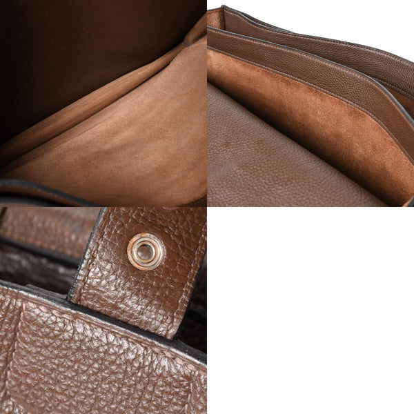 HERMES エルメス サック ア デペッシュ41 トリプル レザール ビジネスバッグ □R刻印 トゴ ショコラ 2014年製 シルバー金具 良品 中古 4a005050