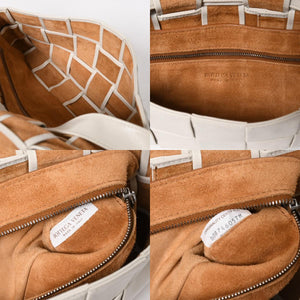 BOTTEGA VENETA ボッテガヴェネタ マキシイントレチャート カセット B08746057M ショルダーバッグ アイボリー レザー 美品 中古 4a005384