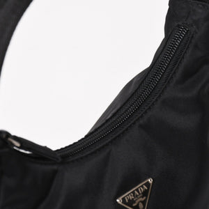 極美品 PRADA プラダ ホーボー ハンドバッグ MV515 トライアングルロゴ 三角ロゴプレート ナイロン ブラック 中古 4a005357