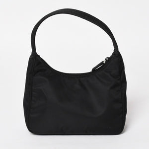 極美品 PRADA プラダ ホーボー ハンドバッグ MV515 トライアングルロゴ 三角ロゴプレート ナイロン ブラック 中古 4a005357