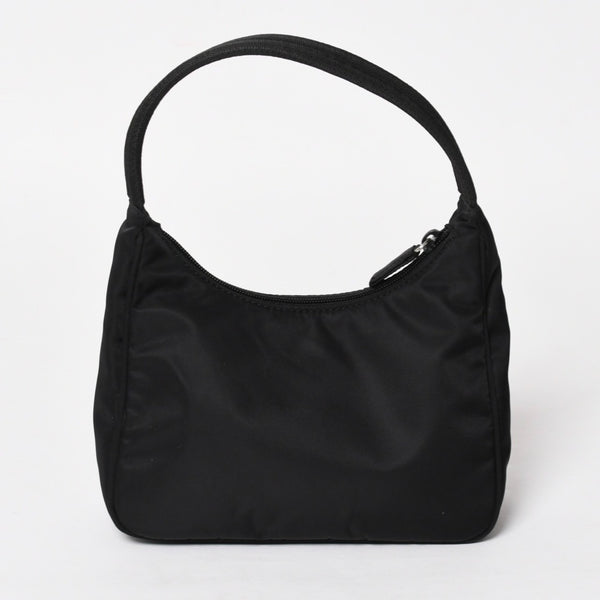 極美品 PRADA プラダ ホーボー ハンドバッグ MV515 トライアングルロゴ 三角ロゴプレート ナイロン ブラック 中古 4a005357