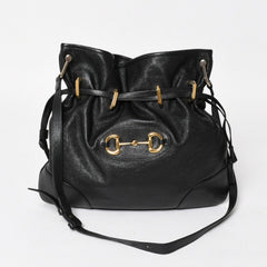 GUCCI グッチ ホースビット ショルダーバッグ ブラック ゴールド 602089 ゴールド金具 レザー 美品 中古 4a005390
