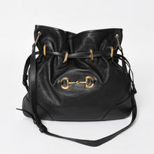 画像をギャラリービューアに読み込む, GUCCI グッチ ホースビット ショルダーバッグ ブラック ゴールド 602089 ゴールド金具 レザー 美品 中古 4a005390