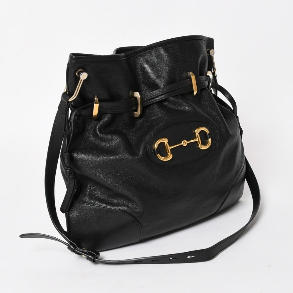 GUCCI Gucci Horsebit Shoulder Bag Black Gold 602089 Gold Hardware Leather Good Condition Used 4a005390