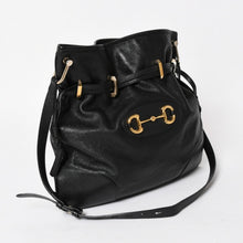 画像をギャラリービューアに読み込む, GUCCI グッチ ホースビット ショルダーバッグ ブラック ゴールド 602089 ゴールド金具 レザー 美品 中古 4a005390