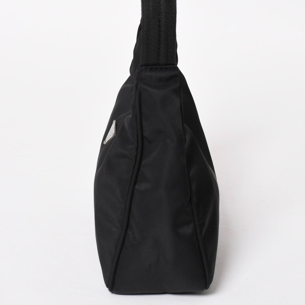 Very Good Condition PRADA Hobo Handbag MV515 Triangle Logo Triangle Logo Plate Nylon Black Used 4a005357
