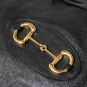 GUCCI グッチ ホースビット ショルダーバッグ ブラック ゴールド 602089 ゴールド金具 レザー 美品 中古 4a005390