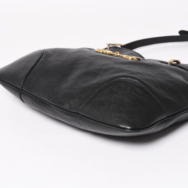GUCCI グッチ ホースビット ショルダーバッグ ブラック ゴールド 602089 ゴールド金具 レザー 美品 中古 4a005390