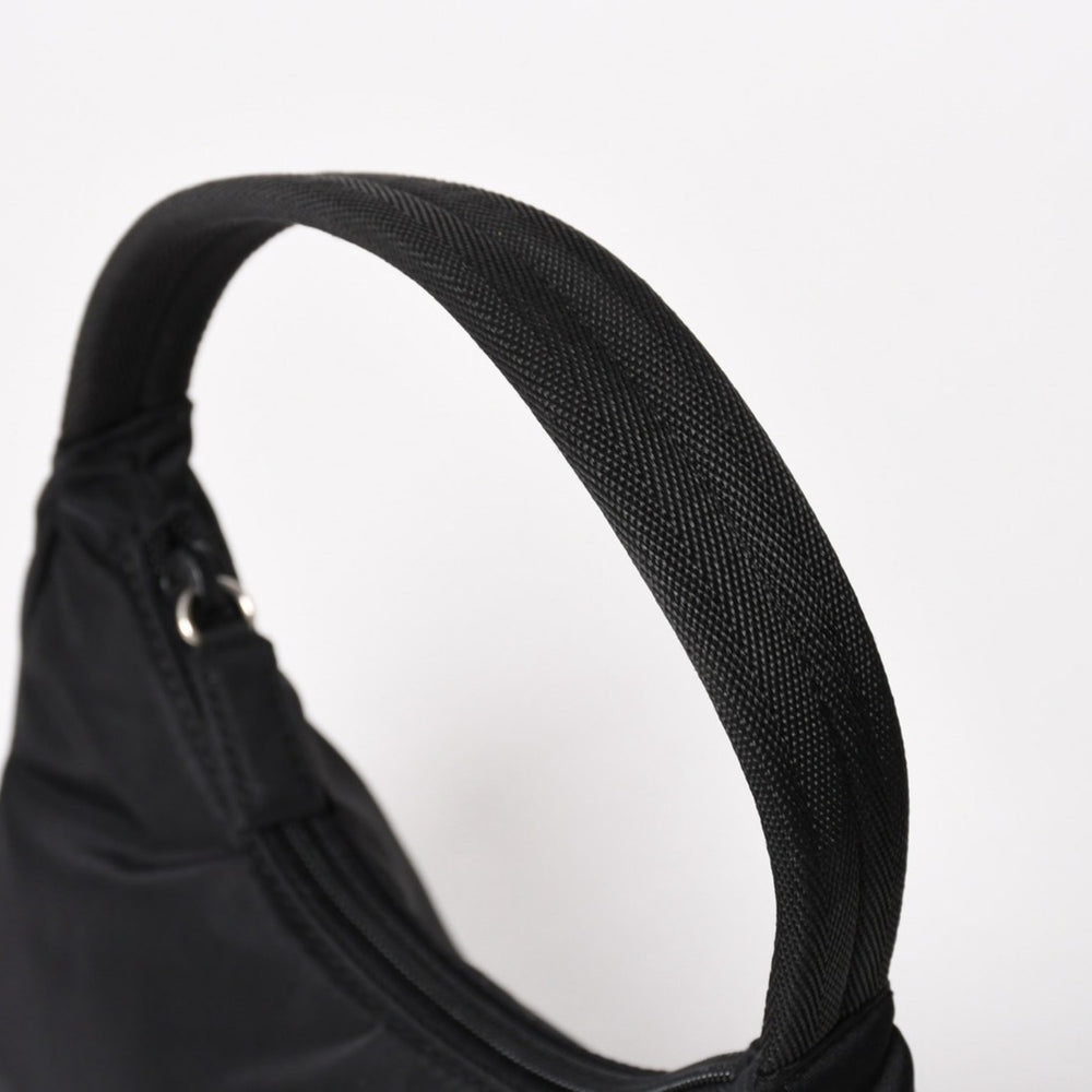 Very Good Condition PRADA Hobo Handbag MV515 Triangle Logo Triangle Logo Plate Nylon Black Used 4a005357
