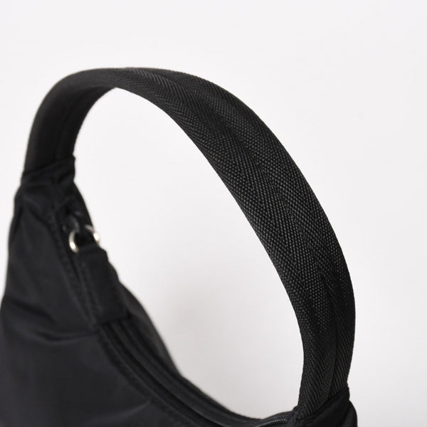 極美品 PRADA プラダ ホーボー ハンドバッグ MV515 トライアングルロゴ 三角ロゴプレート ナイロン ブラック 中古 4a005357