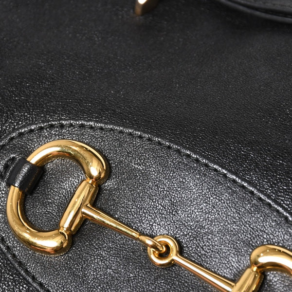GUCCI グッチ ホースビット ショルダーバッグ ブラック ゴールド 602089 ゴールド金具 レザー 美品 中古 4a005390