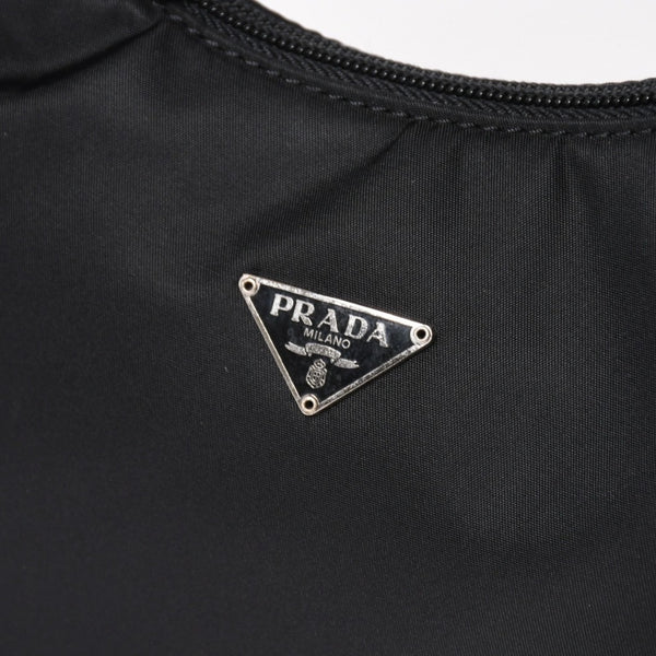 極美品 PRADA プラダ ホーボー ハンドバッグ MV515 トライアングルロゴ 三角ロゴプレート ナイロン ブラック 中古 4a005357