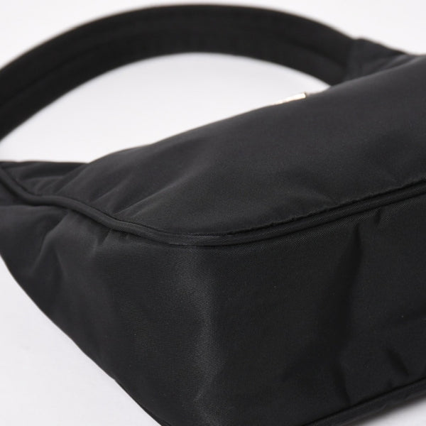 極美品 PRADA プラダ ホーボー ハンドバッグ MV515 トライアングルロゴ 三角ロゴプレート ナイロン ブラック 中古 4a005357
