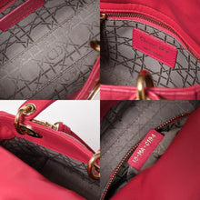 画像をギャラリービューアに読み込む, Christian Dior クリスチャンディオール レディ ディオール ミニ 2WAYバッグ 18-MA-0194 カナージュ ラムスキン ピンク 美品 中古 4a005322