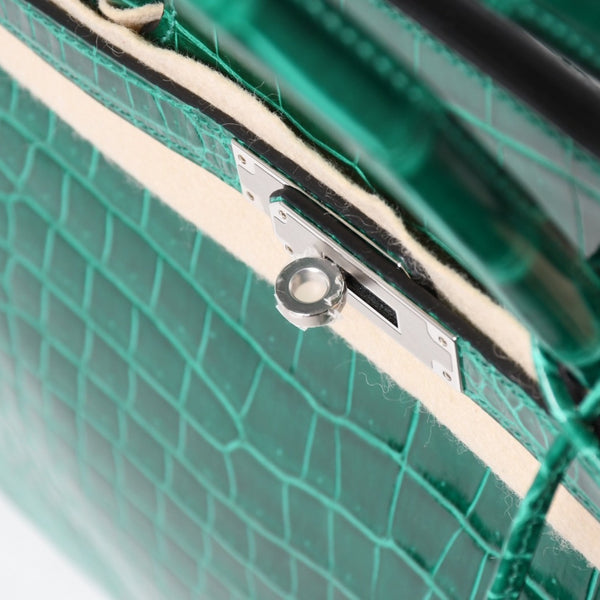 新品同様 HERMES エルメス Birkin 40 バーキン40 ハンドバッグ X刻印 ポロサス ヴェールエメラルド SV金具 2016年製 内縫い 中古 4a005363