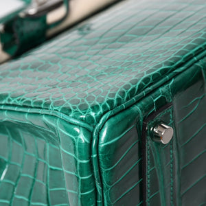 新品同様 HERMES エルメス Birkin 40 バーキン40 ハンドバッグ X刻印 ポロサス ヴェールエメラルド SV金具 2016年製 内縫い 中古 4a005363