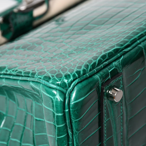 新品同様 HERMES エルメス Birkin 40 バーキン40 ハンドバッグ X刻印 ポロサス ヴェールエメラルド SV金具 2016年製 内縫い 中古 4a005363