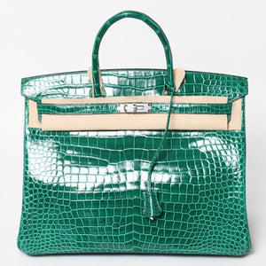 新品同様 HERMES エルメス Birkin 40 バーキン40 ハンドバッグ X刻印 ポロサス ヴェールエメラルド SV金具 2016年製 内縫い 中古 4a005363