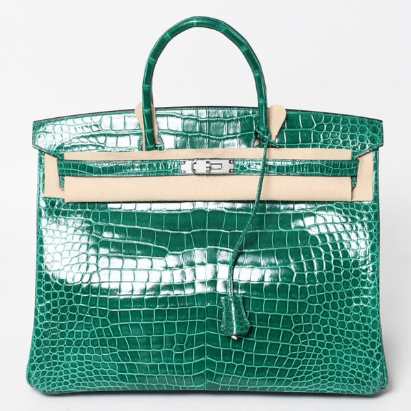 新品同様 HERMES エルメス Birkin 40 バーキン40 ハンドバッグ X刻印 ポロサス ヴェールエメラルド SV金具 2016年製 内縫い 中古 4a005363