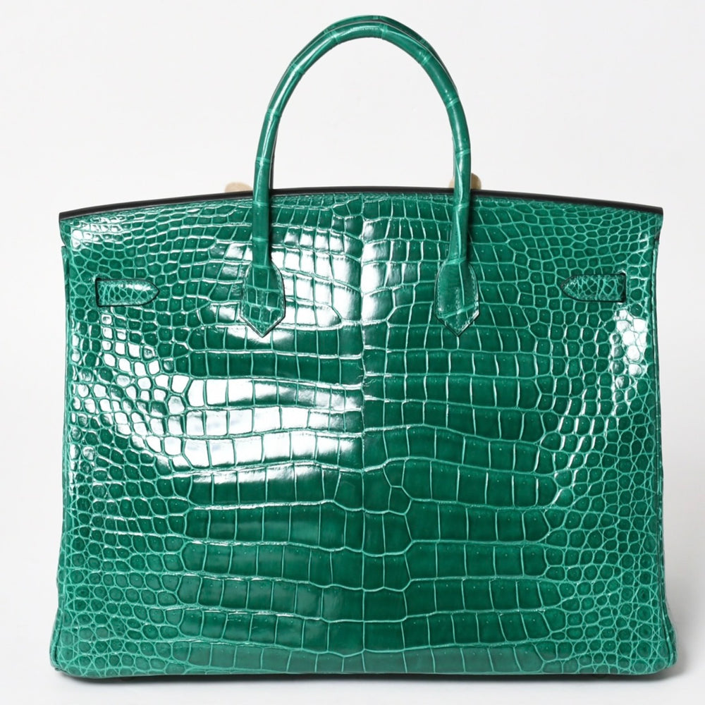 新品同様 HERMES エルメス Birkin 40 バーキン40 ハンドバッグ X刻印 ポロサス ヴェールエメラルド SV金具 2016年製 内縫い 中古 4a005363
