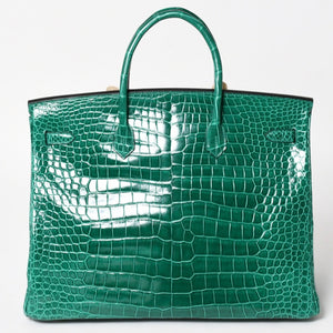 新品同様 HERMES エルメス Birkin 40 バーキン40 ハンドバッグ X刻印 ポロサス ヴェールエメラルド SV金具 2016年製 内縫い 中古 4a005363