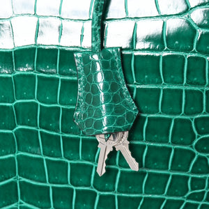 新品同様 HERMES エルメス Birkin 40 バーキン40 ハンドバッグ X刻印 ポロサス ヴェールエメラルド SV金具 2016年製 内縫い 中古 4a005363