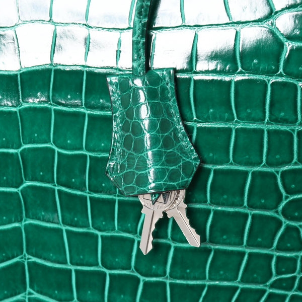 新品同様 HERMES エルメス Birkin 40 バーキン40 ハンドバッグ X刻印 ポロサス ヴェールエメラルド SV金具 2016年製 内縫い 中古 4a005363