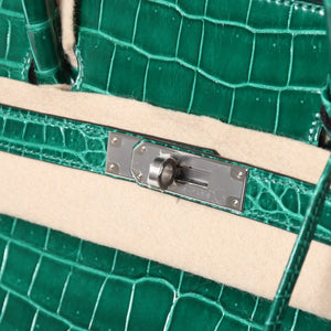 新品同様 HERMES エルメス Birkin 40 バーキン40 ハンドバッグ X刻印 ポロサス ヴェールエメラルド SV金具 2016年製 内縫い 中古 4a005363