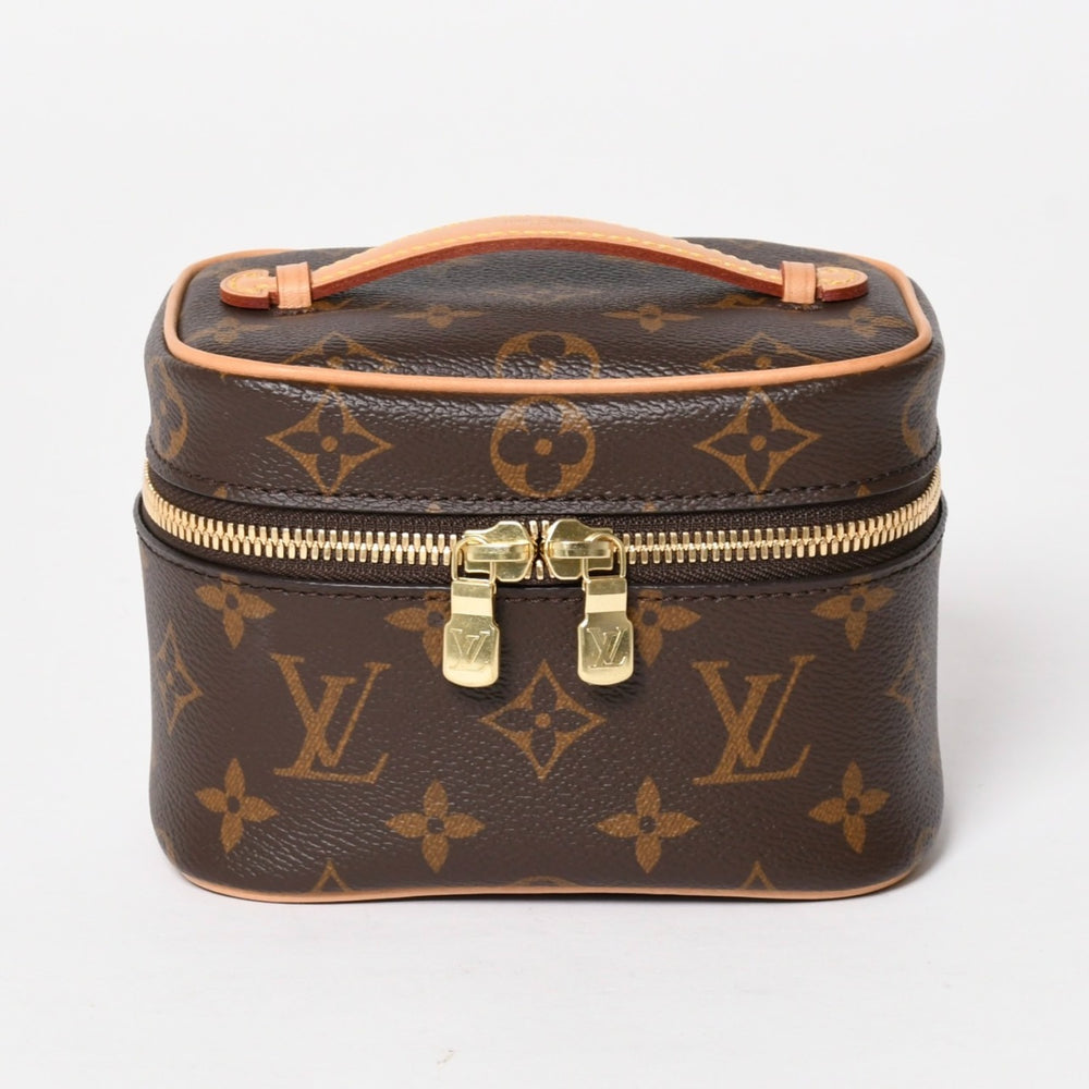 新品同様 LOUIS VUITTON ルイヴィトン ニース ナノ バニティバッグ ハンドバッグ M44936 モノグラム ブラウン 中古 4a005307