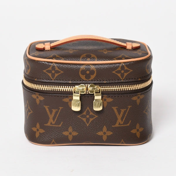 新品同様 LOUIS VUITTON ルイヴィトン ニース ナノ バニティバッグ ハンドバッグ M44936 モノグラム ブラウン 中古 4a005307